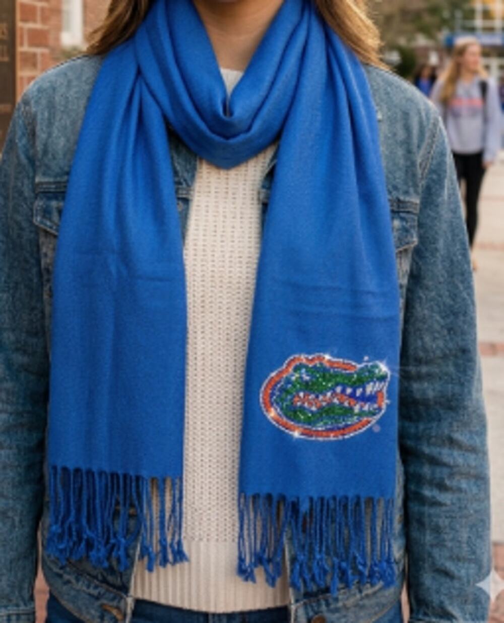 Collegiate Fashionista Blue Florida Gators Fringed Pashmina Scarf
